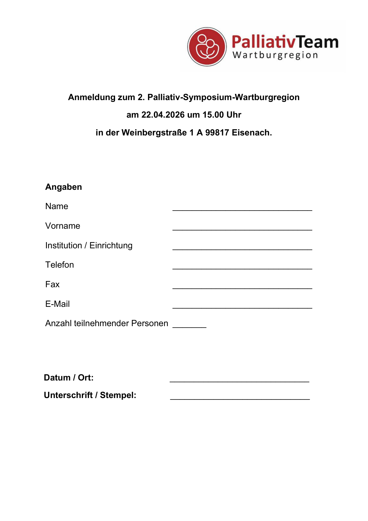 Anmeldeformular Vorschau